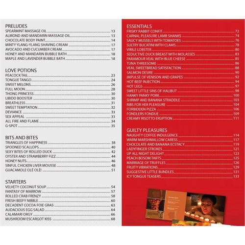 L'amour sur le carnet de menus