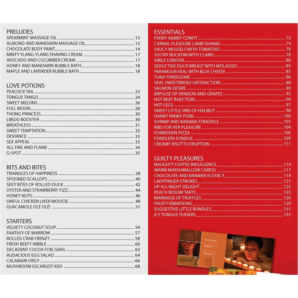 L'amour sur le carnet de menus