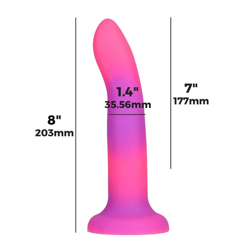 Rave par toxicomanie - 8" Glow in the Dark Dildo - Rose Purple image 4