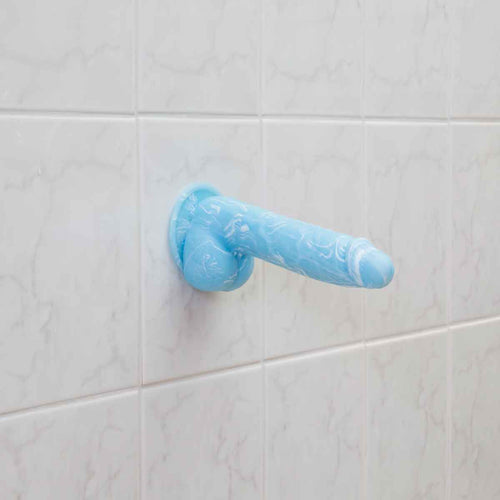 Pure Love® - Glow-In-The-Dark Dildo en silicone réaliste – 7,5 po – Bleu image 3