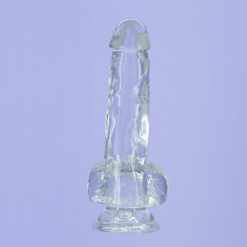 Cristal de toxicomanie – Dildo clair de 8" avec boules image 3