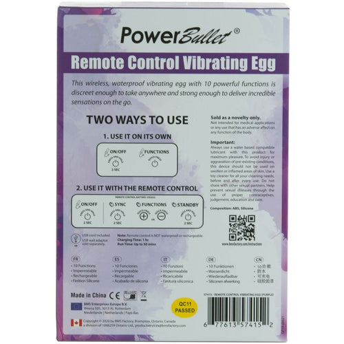 Oeuf vibrant à télécommande PowerBullet - Pourpre image 5