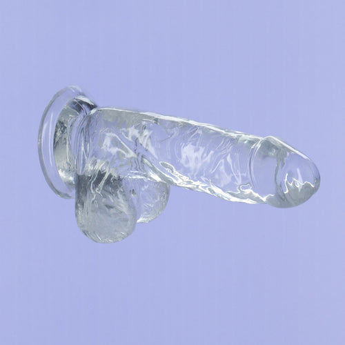 Cristal de toxicomanie – Dildo transparent 6" avec boules image 4