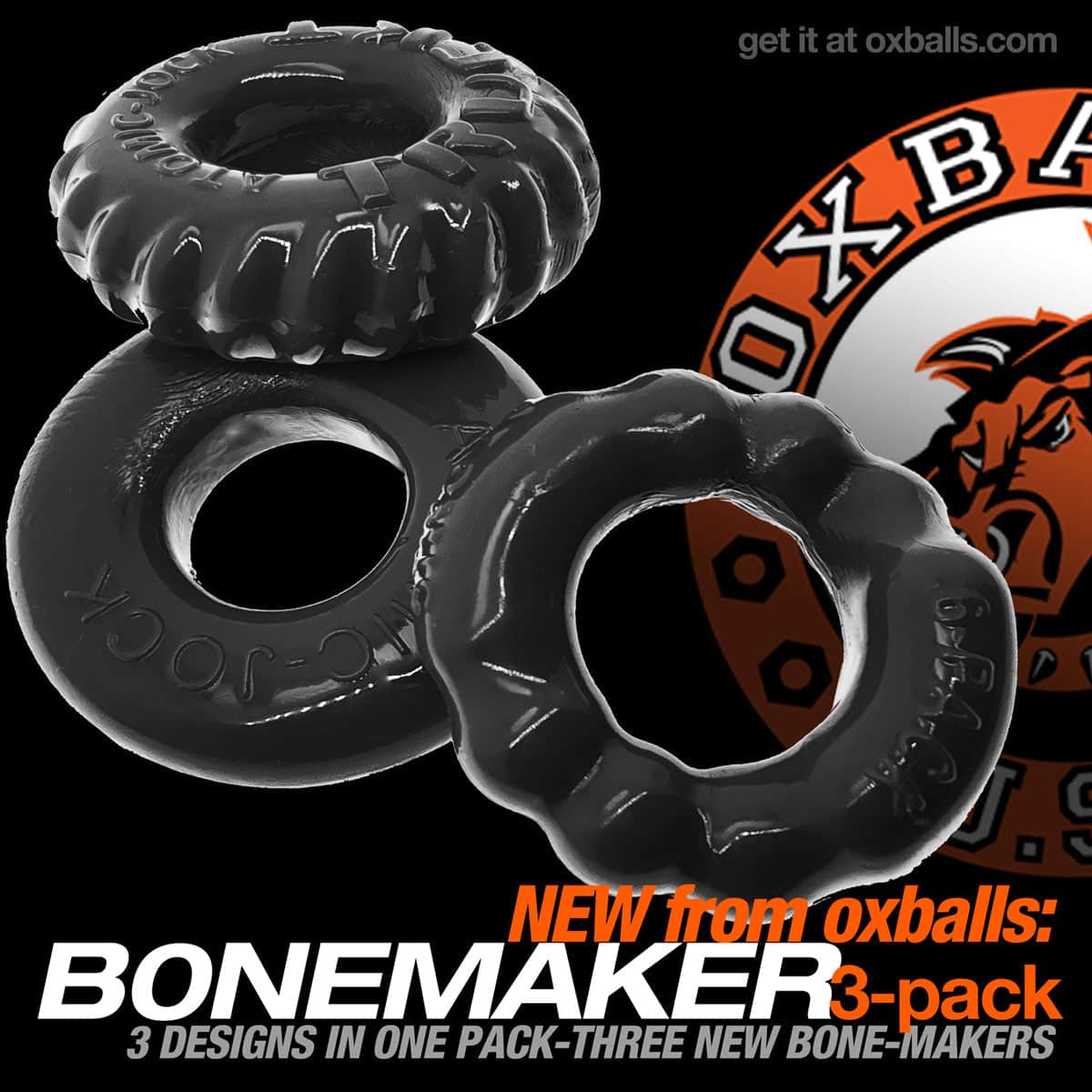 Boules à Ox - Oonemaker 3-Pack C-Rings - Noir image 3