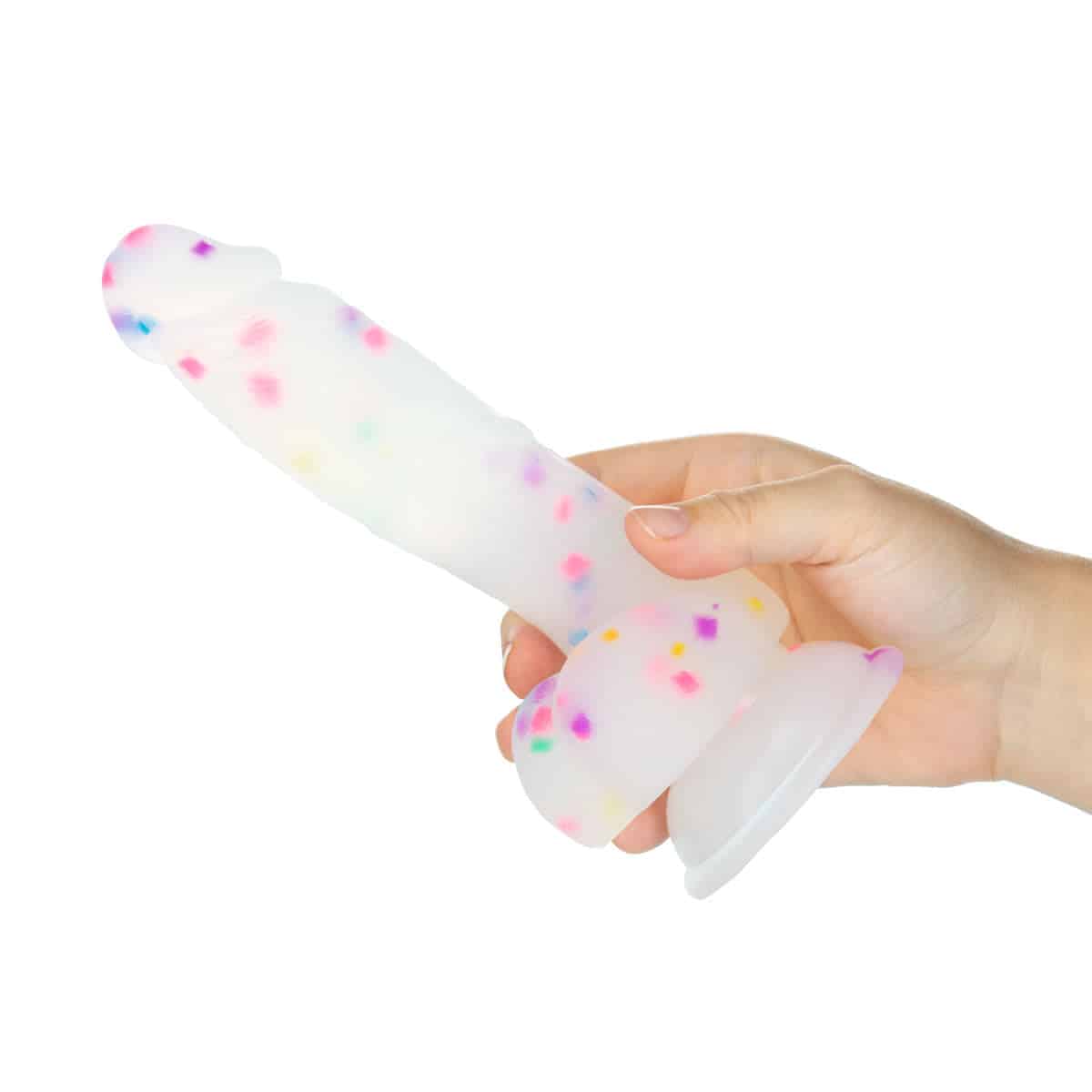 Pure Love® - Party Time Silicone Dildo avec base d'aspiration – 7,5 po – Frosted Confetti image 0