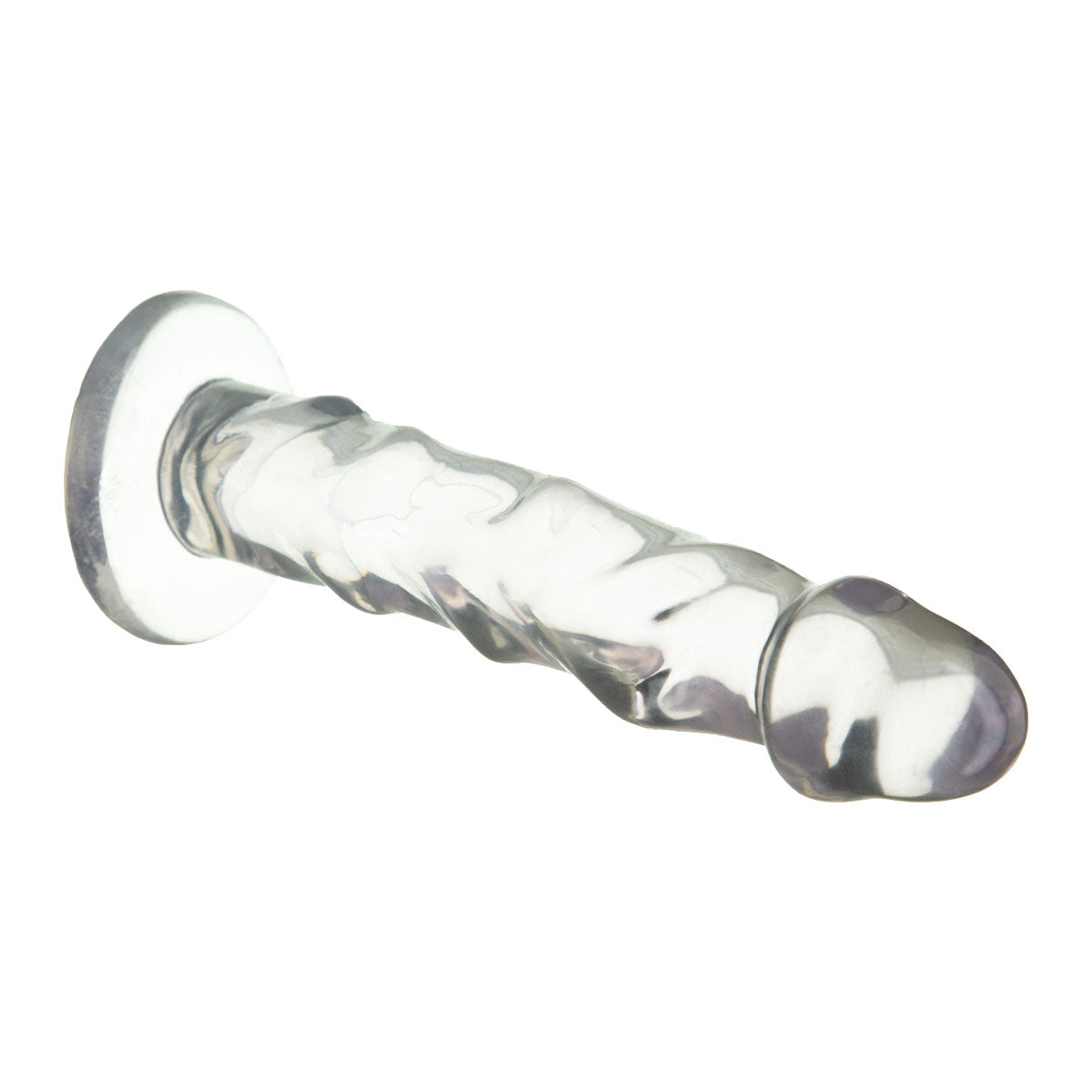Pure Love® - Dildo avec des crêtes ultra-éclairées et une coupe d'aspiration - transparent - 7 po. image 3