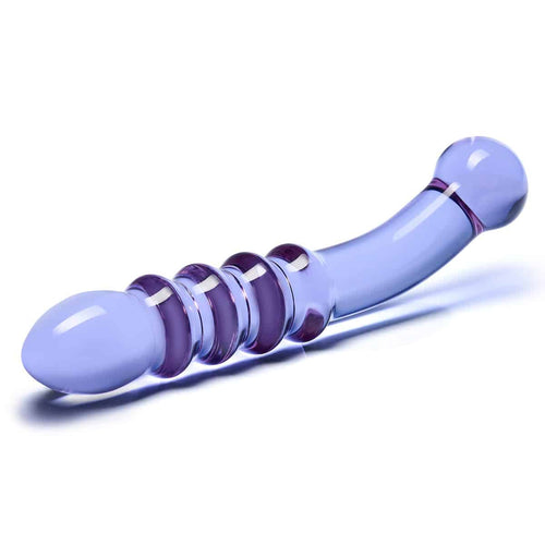 Glas Purple Rain Dildo en verre côtelé image 0