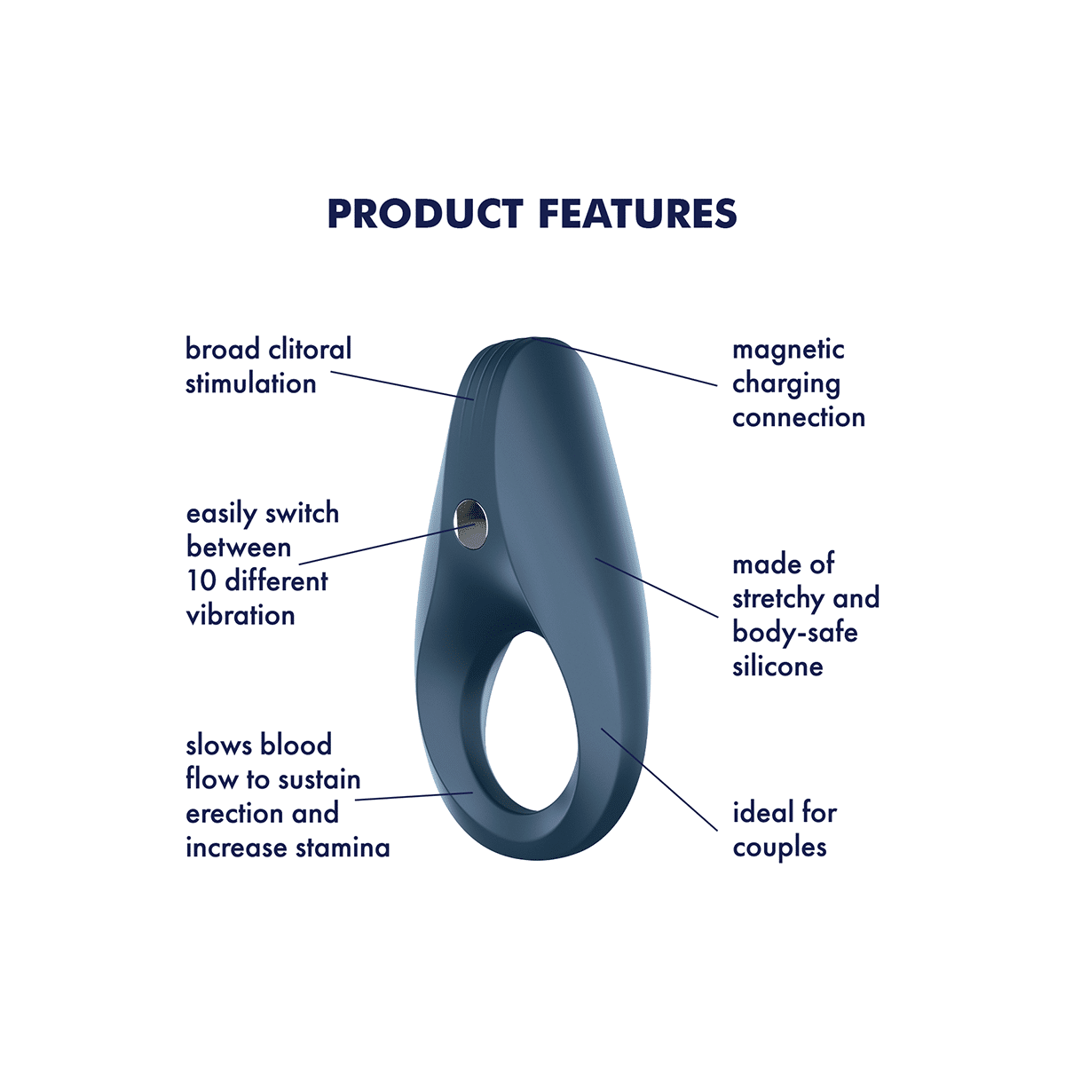 Anneau de Rocket Satisfyer – Anneau de cock vibrant – Bleu image 3