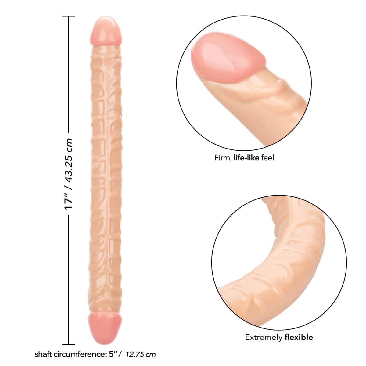 CalExotics® - Taille Queen® - Dildo à double extrémité – Ivoire image 4