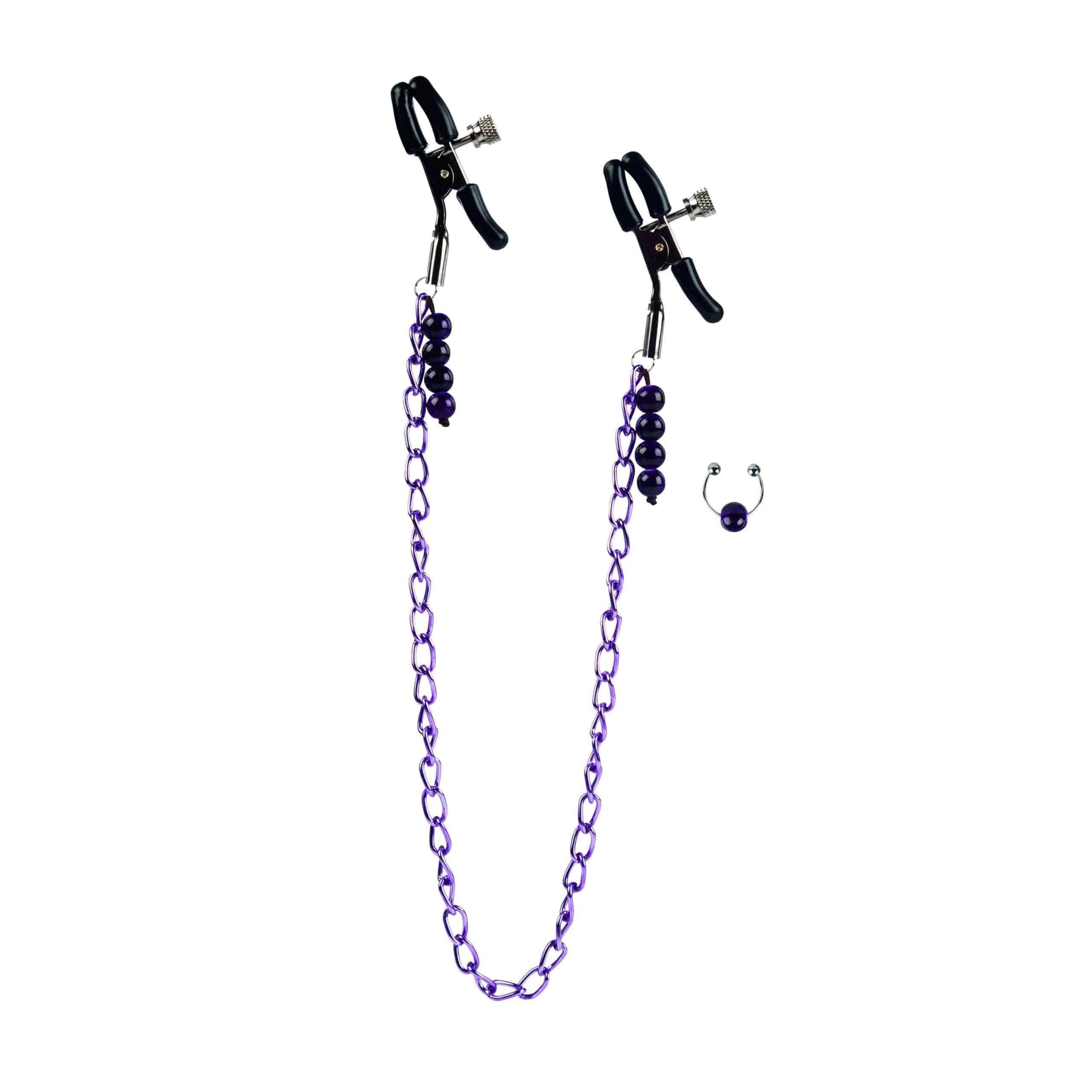 CalExotics® Pinces à mamelons à chaîne violette image 0