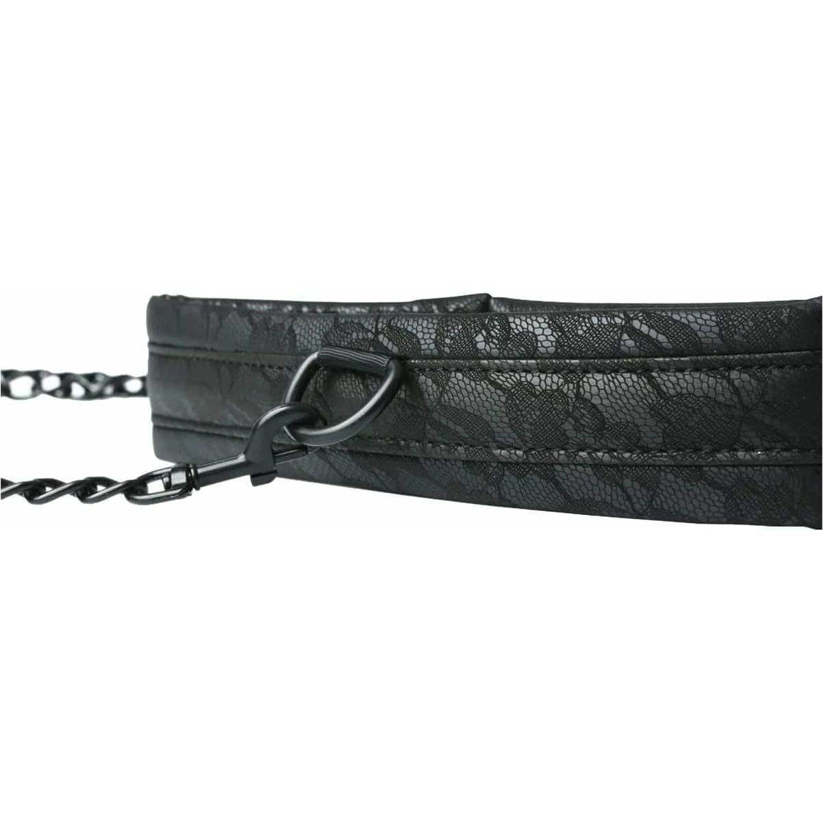 Feuilles de sport - Collier de dentelle et laisse - Noir image 2