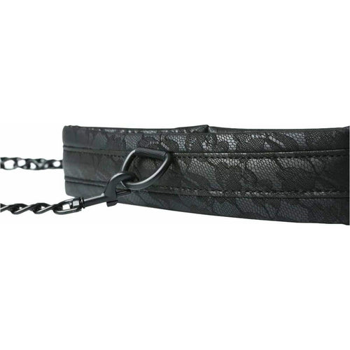 Feuilles de sport - Collier de dentelle et laisse - Noir image 2