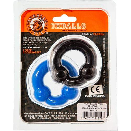Cockring ultra-balles Oxballs – 2 packs - Noir/bleu de police image 1