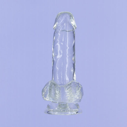 Cristal de toxicomanie – Dildo transparent 6" avec boules image 2