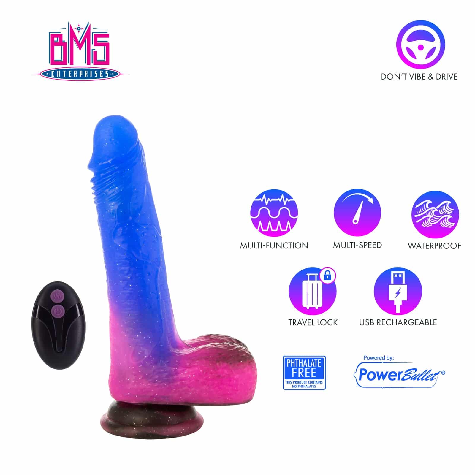 Pure Love® - Dildo vibrant et rotatif à distance - Cosmique