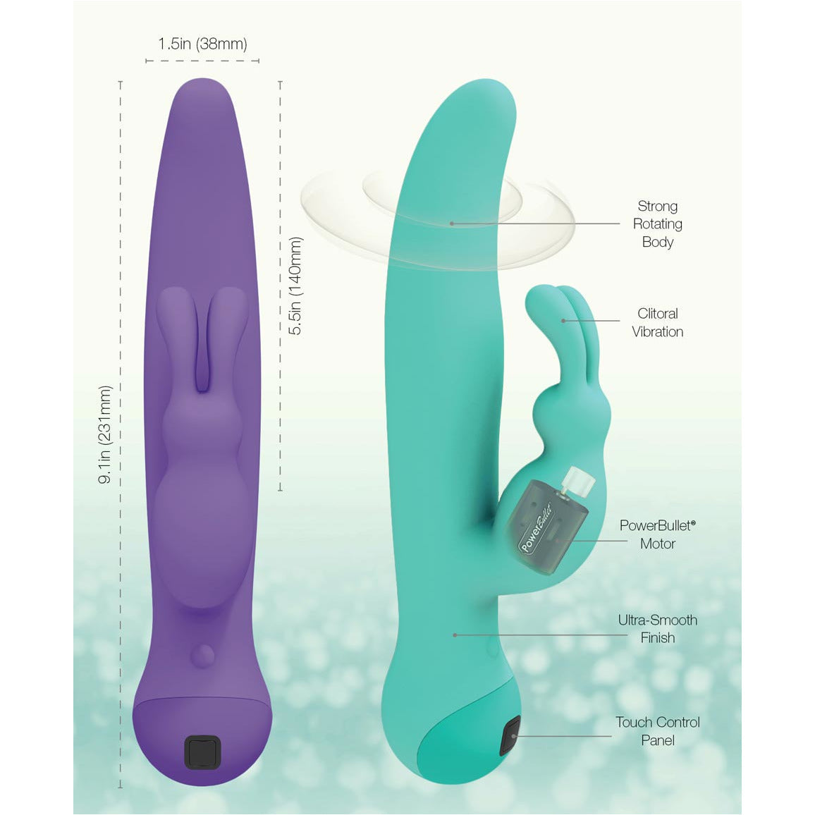 Swan Touch – Duo – Vibrateur double lapin – Rechargeable - Teal