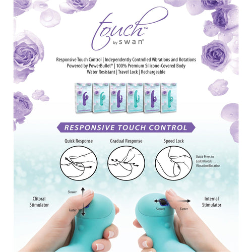 Swan Touch - Trio - Vibrateur de lapin - Rechargeable - Teal