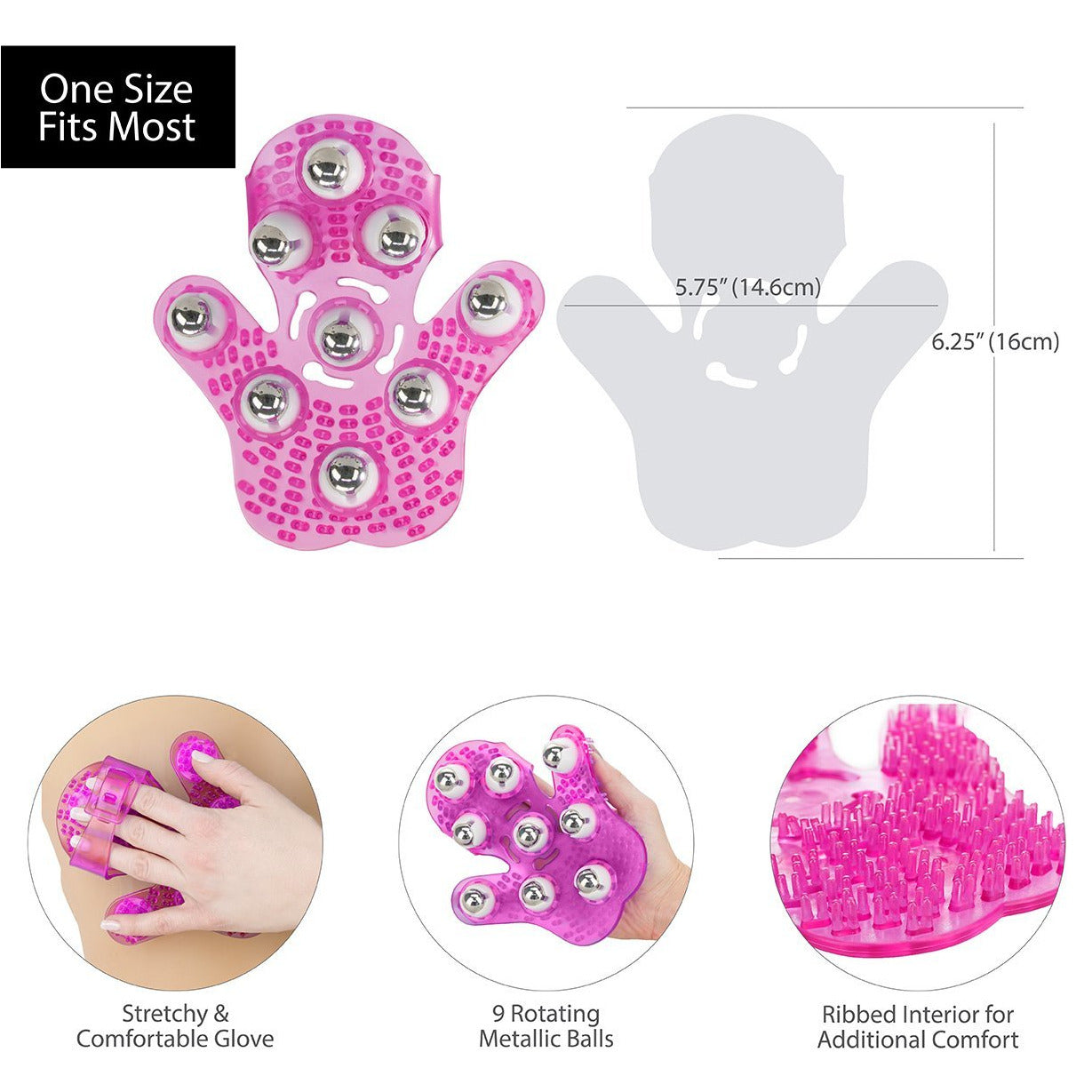 Gant de massage simple et vrai Roller Balls - Rose