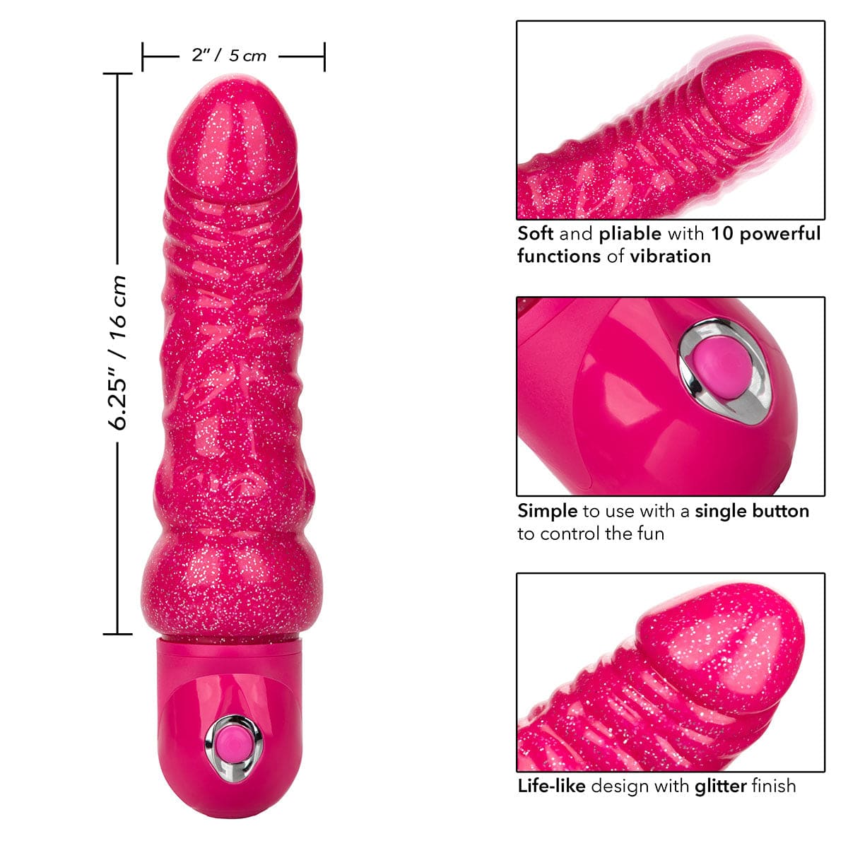 CalExotics® Bouchées coquines - Lady Boner - Dildo vibrant à la pente image 5