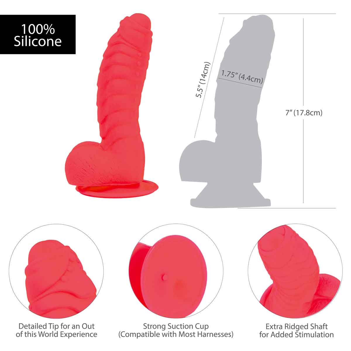 Dépendance Tom 7" Dildo avec boules - Rose image 4
