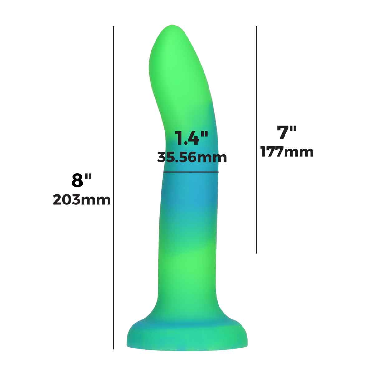 Rave by Addiction - 8" Glow in the Dark Dildo - Bleu Vert image 4