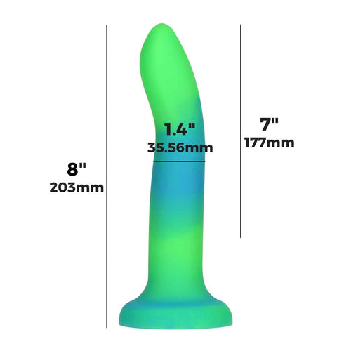 Rave by Addiction - 8" Glow in the Dark Dildo - Bleu Vert image 4