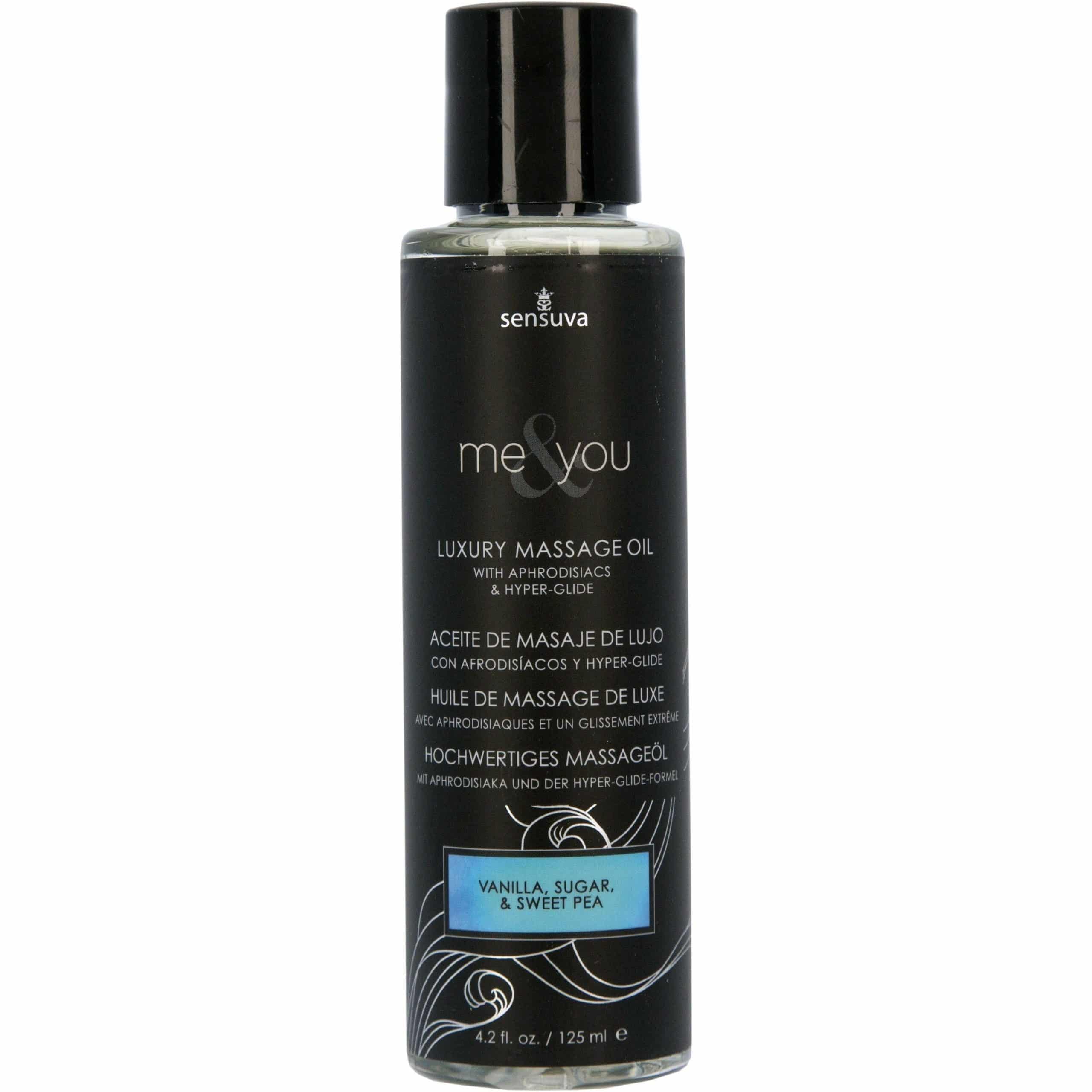 Sensuva Me &amp;You – Huile de massage de luxe – 4,2 oz - Vanille, sucre et pois doux image 0