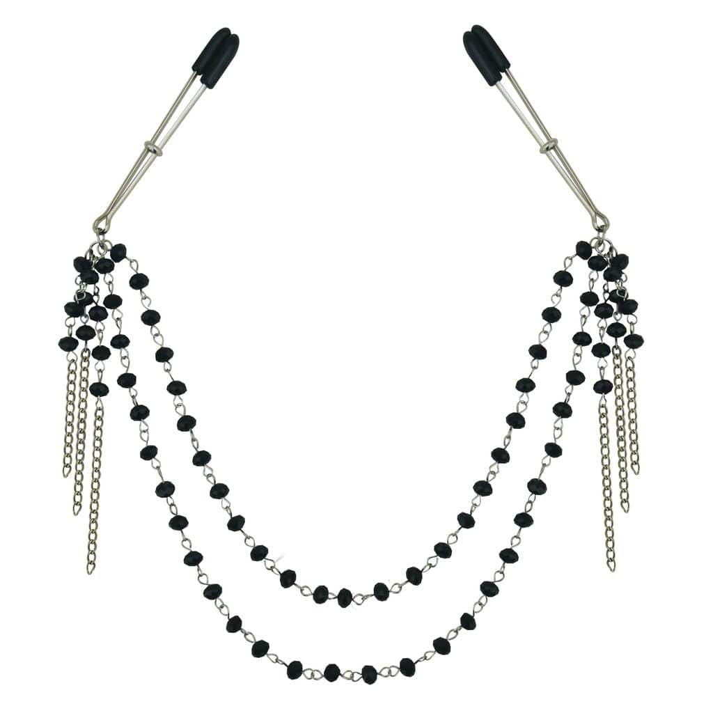 Feuilles de sport Cordialement noir Jewelled Tweezer Nipple clips image 0