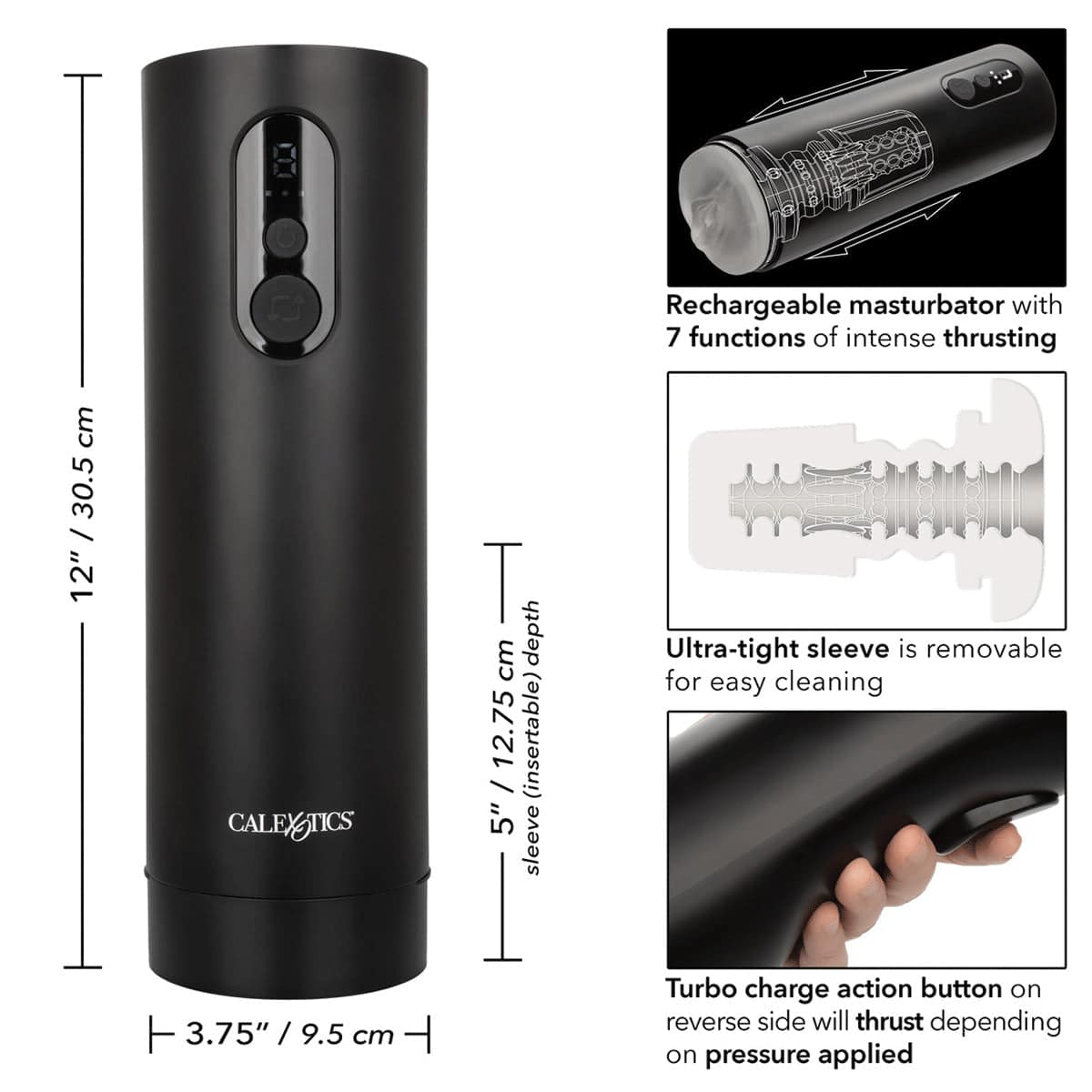 CalExotics® Bionic Vibro-Stroker avec oscillation et aspiration image 1
