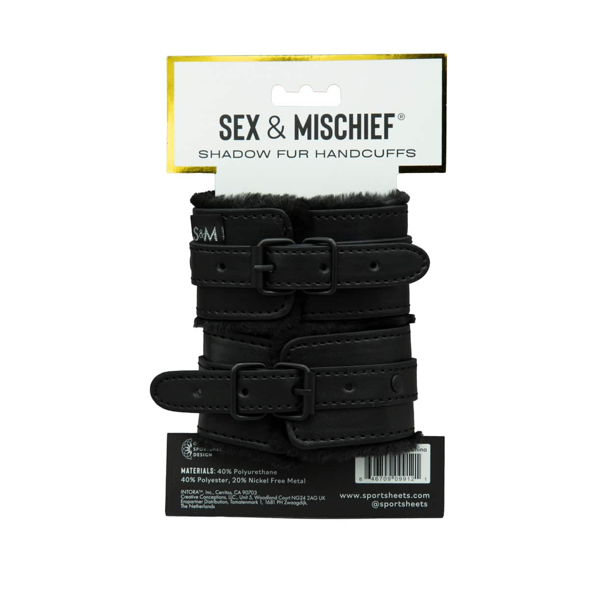 Feuilles de sport Sexe &amp; Détresse - Menottes en fourrure d'ombre - Noir image 1