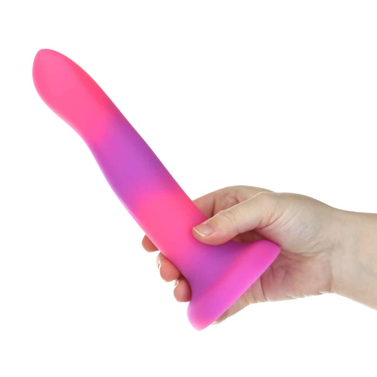 Rave par toxicomanie - 8" Glow in the Dark Dildo - Rose Purple image 1