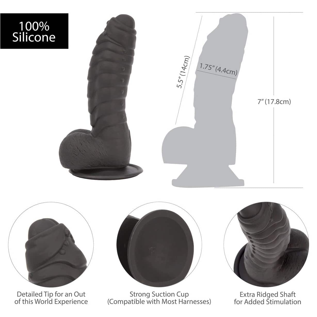 Dépendance Ben 7" Dildo avec boules - Noir image 4