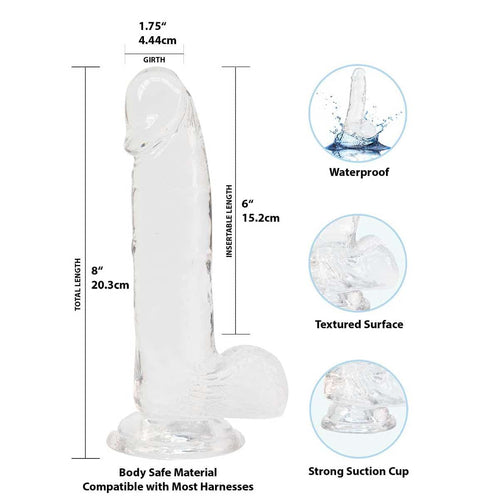 Cristal de toxicomanie – Dildo clair de 8" avec boules image 1