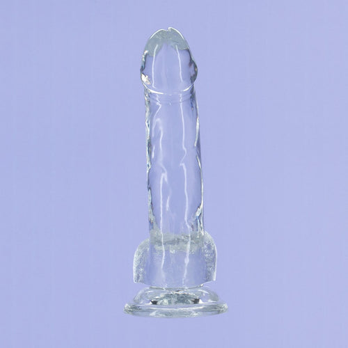 Cristal de toxicomanie – Dildo transparent de 7" avec boules image 2
