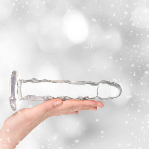 Pure Love® - Dildo avec des crêtes ultra-éclairées et une coupe d'aspiration - transparent - 7 po. image 2