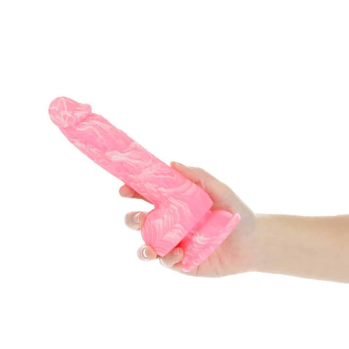 Dépendance Brandon Glow-in-the-Dark Dildo avec boules - Rose image 4