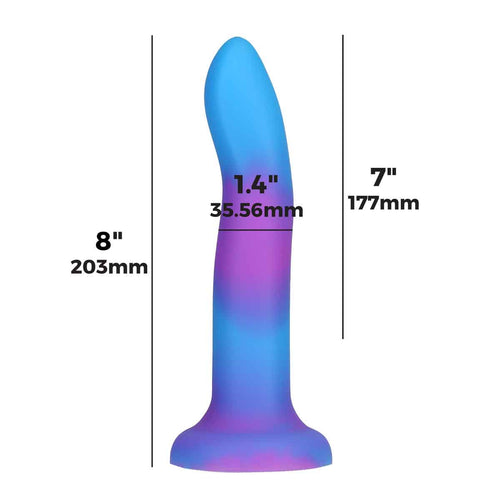 Rave par toxicomanie - 8" Glow in the Dark Dildo - Blue Purple image 4
