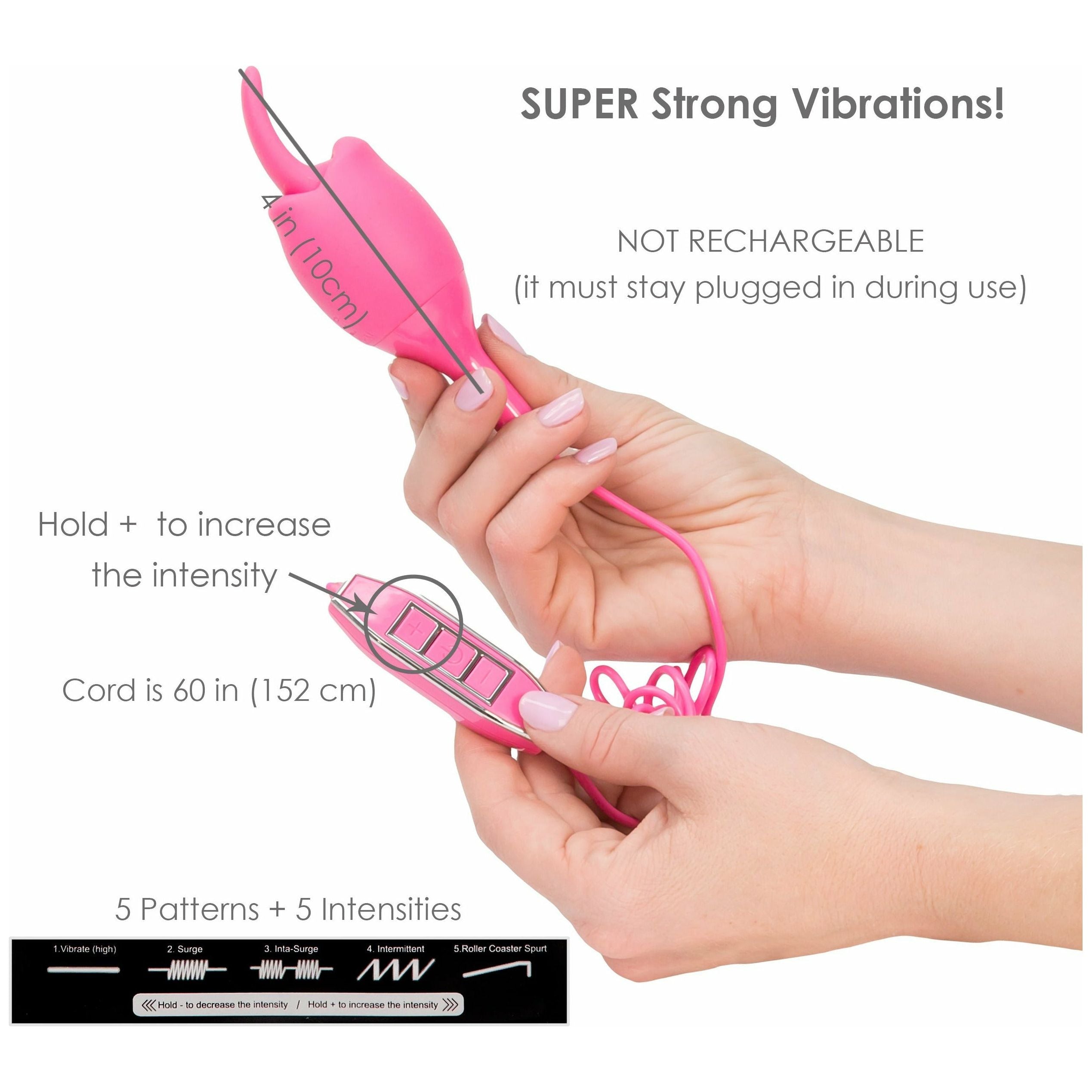 NMC Mains allumées - Vibrateur de langue volante - Rechargeable - Rose