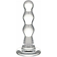 Glass Triple Play Beaded Butt Plug - Clear