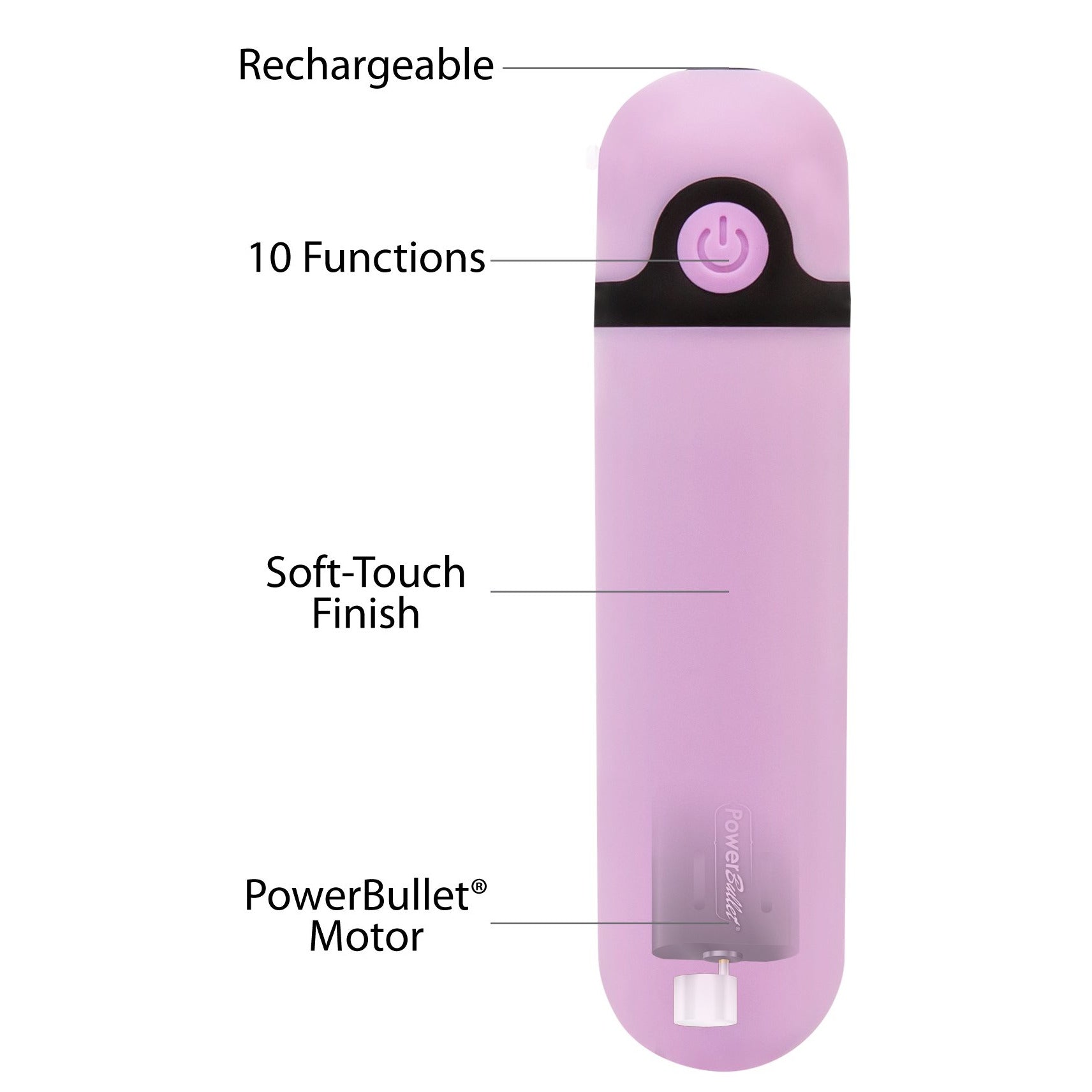 PowerBullet Simple et Vrai - Bullet vibrant rechargeable - Violet