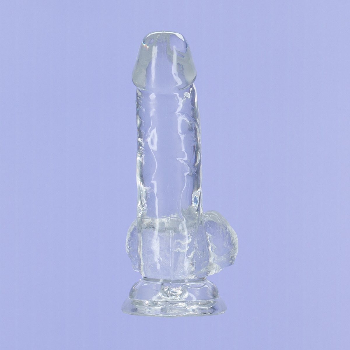 Cristal de toxicomanie – Dildo transparent 6" avec boules image 3
