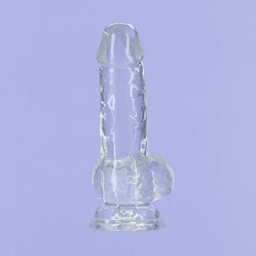 Cristal de toxicomanie – Dildo transparent 6" avec boules image 3