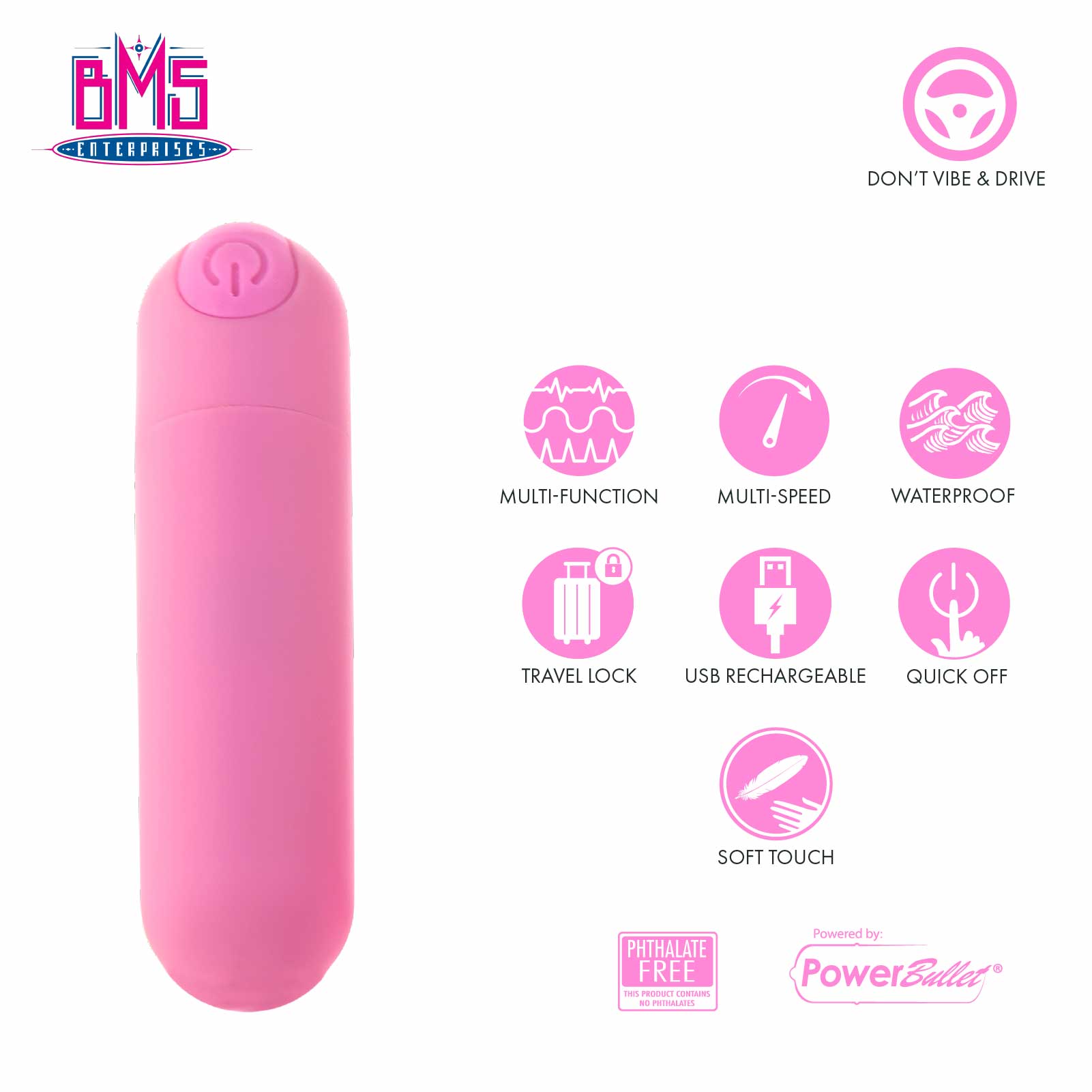 Pure Love® - Bulle de puissance rechargeable avec boîtier en silicone - Rose image 0