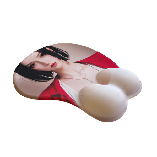 Mouse Pad Anime – Haut Blanc Brunette et Veste Rouge