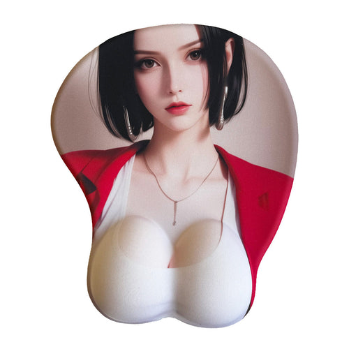 Mouse Pad Anime – Haut Blanc Brunette et Veste Rouge