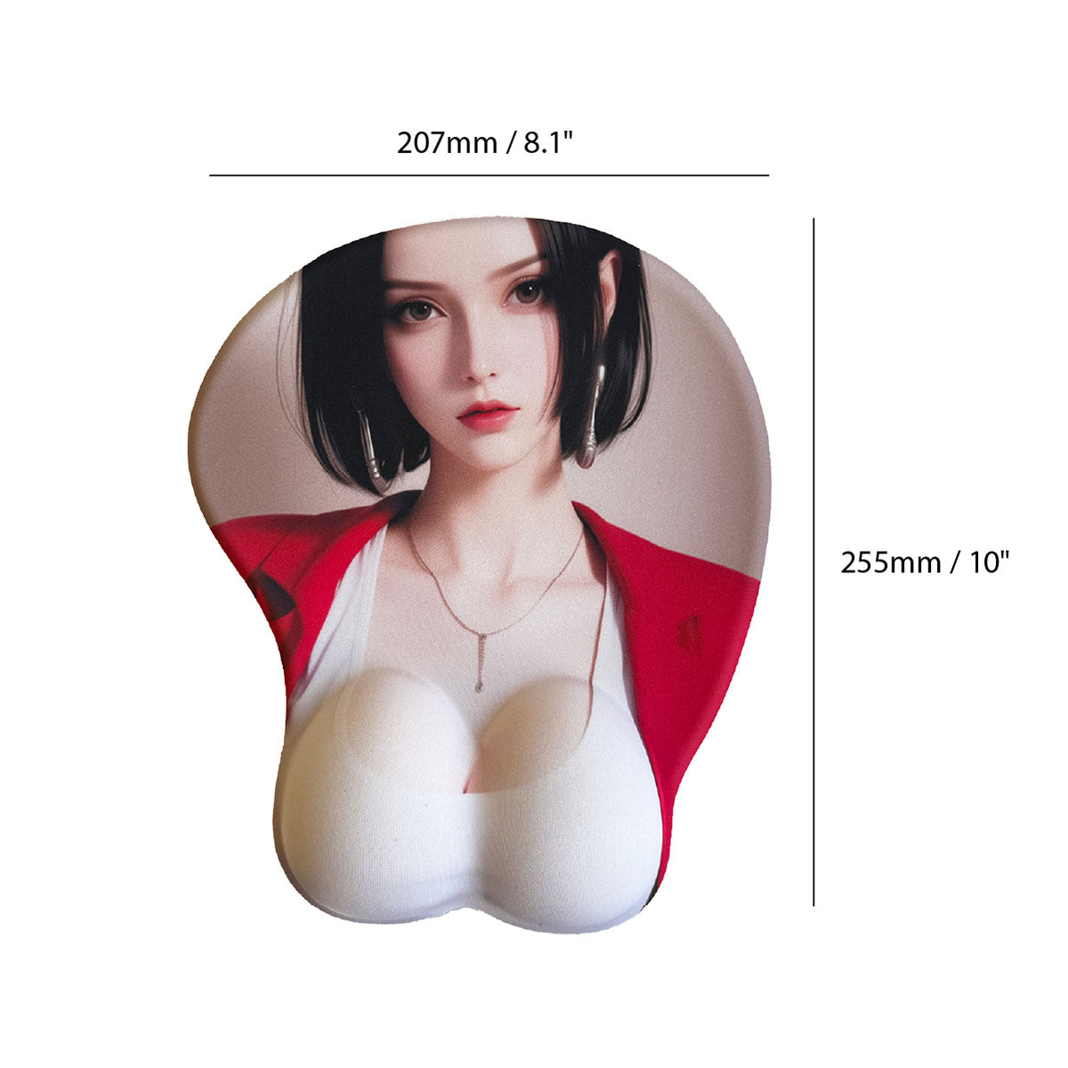 Mouse Pad Anime – Haut Blanc Brunette et Veste Rouge
