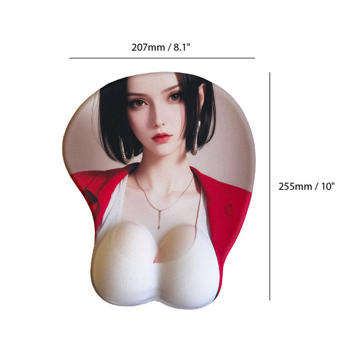 Mouse Pad Anime – Haut Blanc Brunette et Veste Rouge