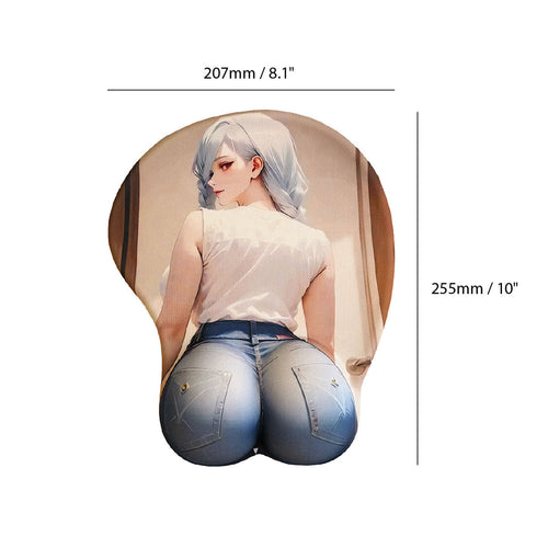 Anime Mouse Pad – Blonde à cheveux gris en Jeans bleus
