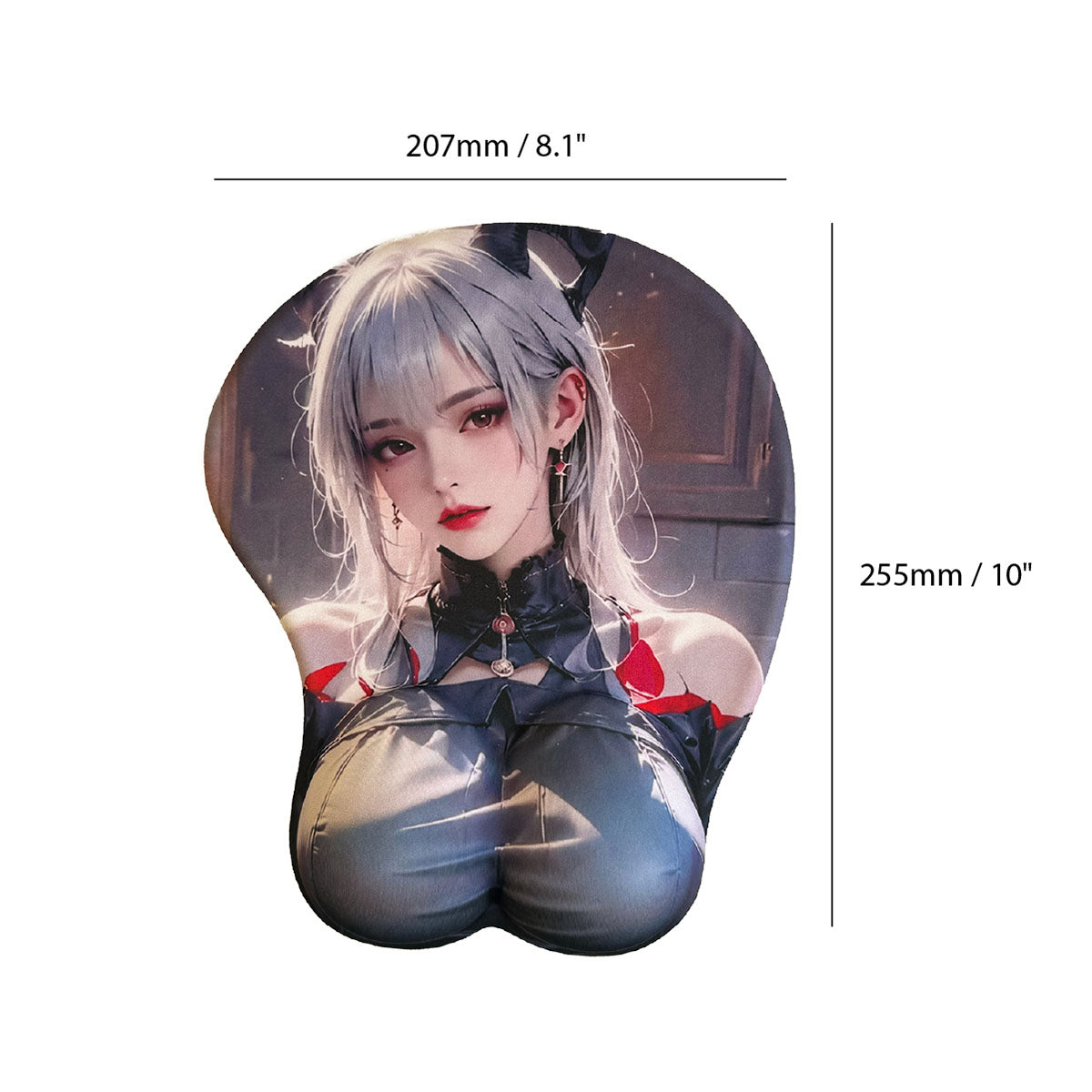 Anime Mouse Pad – Anime à cheveux gris fille avec top bleu