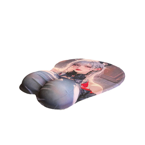 Anime Mouse Pad – Anime à cheveux gris fille avec top bleu